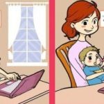 Superpuslespil: Find 3 forskelle i billedet af mor og baby